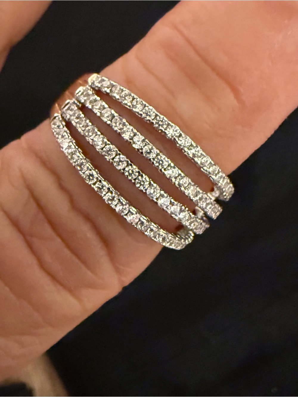 Multi-Row Pavé Crystal Statement Ring in Silver